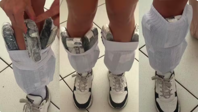 Mulher é flagrada com 76 frascos de anabolizantes presos às pernas na Ponte da Amizade